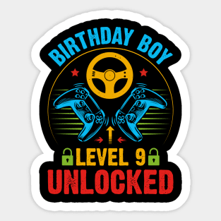 Birthday Boy Level 9 Unlocked Gamer Birthday Sticker